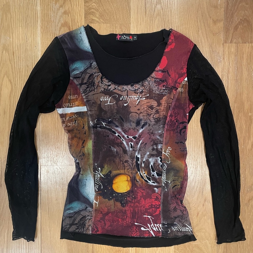 ❌SOLD❌Mesh Artistic Long Sleeve Top
